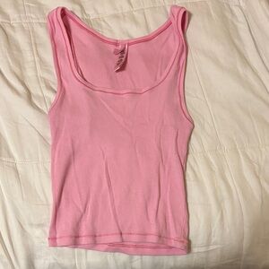 SKIMS Pink Ribbed Tank Top